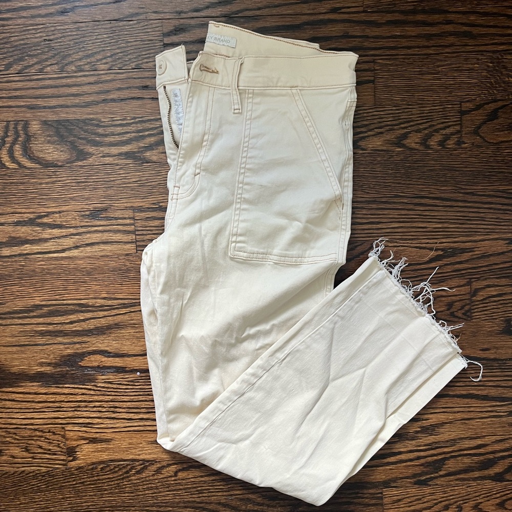 Lucky Brand Cream Frayed Jeans